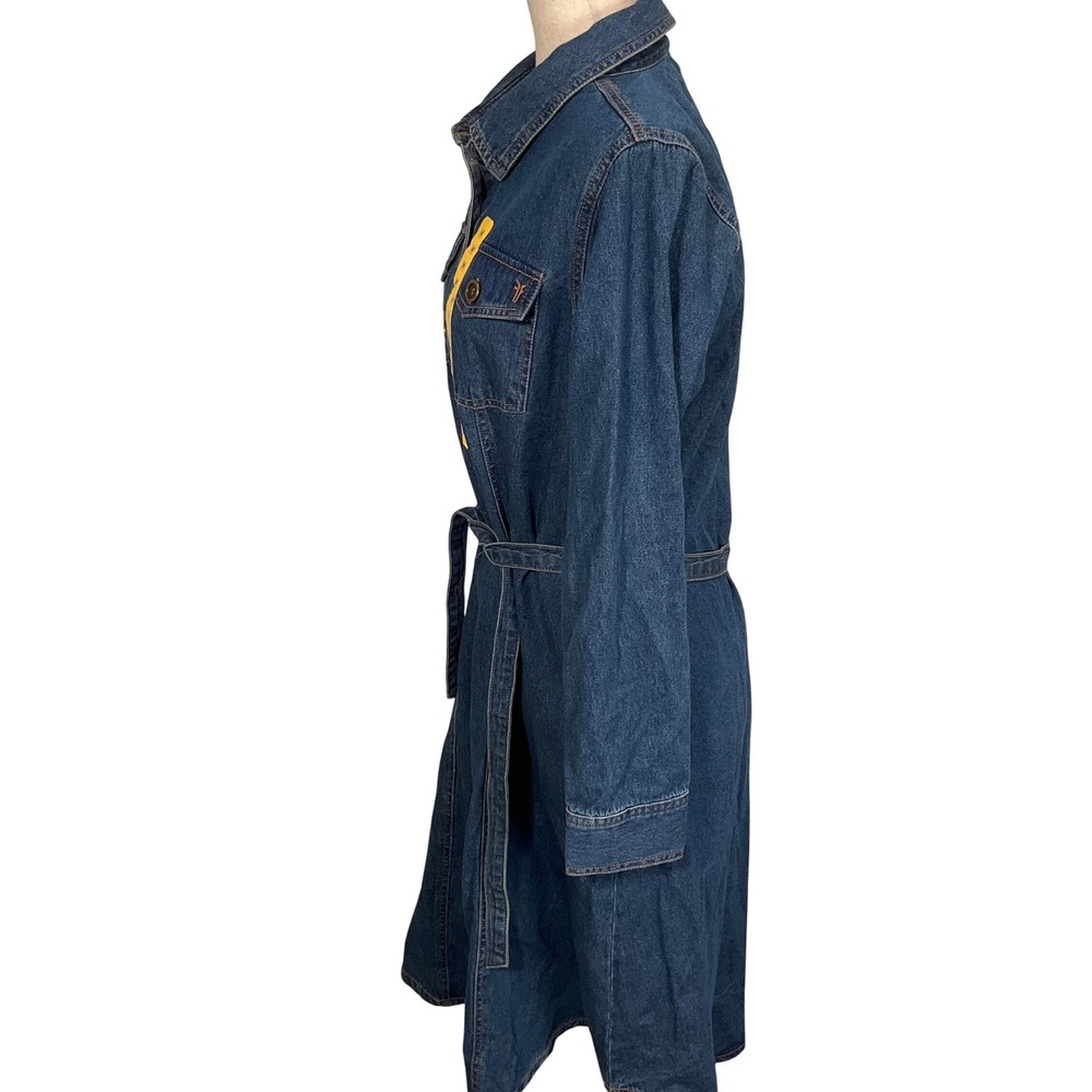 Frye Shirt‎ Dress Womens Medium Blue Western Americana Country Belt Midi Denim - Picture 3 of 11